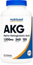 Nutricost AKG Alpha Ketoglutarsyre Supplement 1.000 mg, 240 kapsler, 120 Servere per flaske - Kraftfuld Precursor til Glutamin & Arginin, Energy Support Supplement