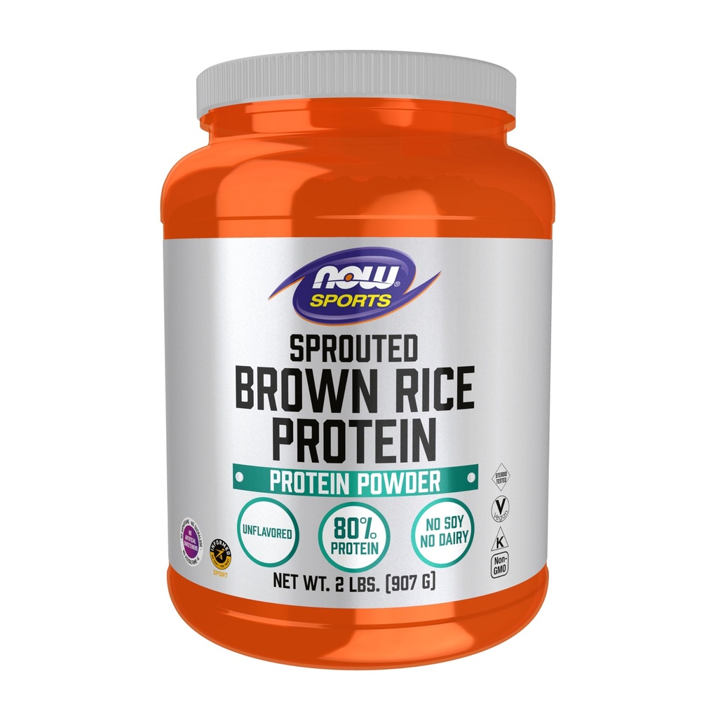Now Foods Sports Nutrition, Sprunted Brown Rice Protein, 80% Protein, Unflavored Powder, 2- Pound