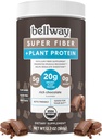 Bellway Super Fiber + Protein Powder, Sugar-Free Organic Psyllium Husk Fiber Supplement Powder with 20g Plant Protein Per Serving, Rich Chocolate, 12.7 oz