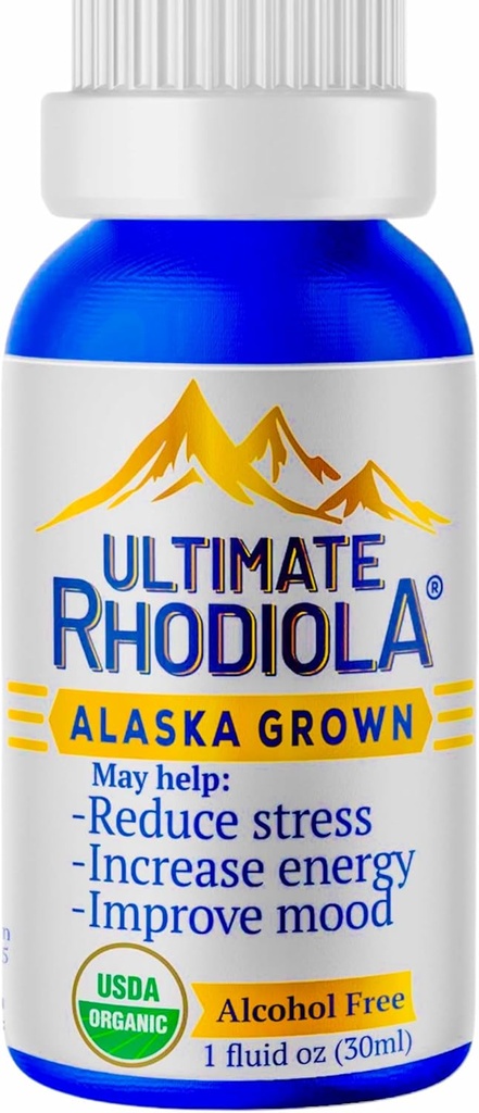 Ultimate Rhodiola ®, Alaska Grown, Alkohol fri, Certified Organic, Rhodiola rosea Tincture, CO2 ekstraheret, Reducer stress, Forbedre energi og mad, adaptogen, nootrop, 3. part testet