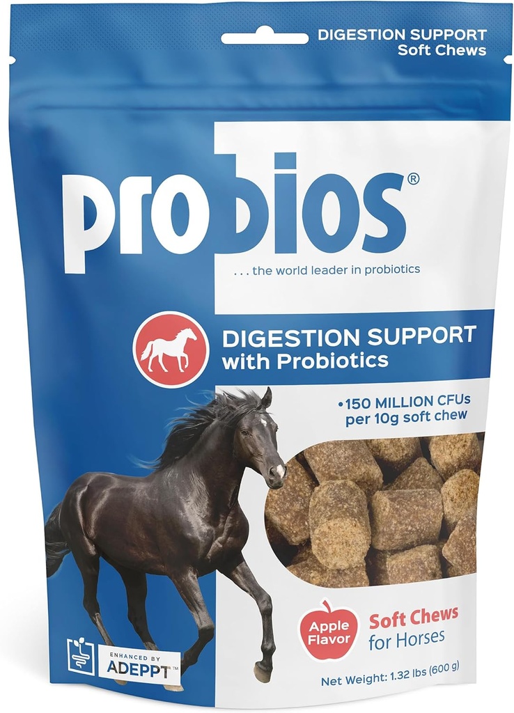 Probios til heste bløde tykkere, Daglig Probiotisk supplement til Gut sundhed, fordøjelse & immunforsvar, Horse Supplies, Apple Flavor, 1.32 lbs (600 Bedste)