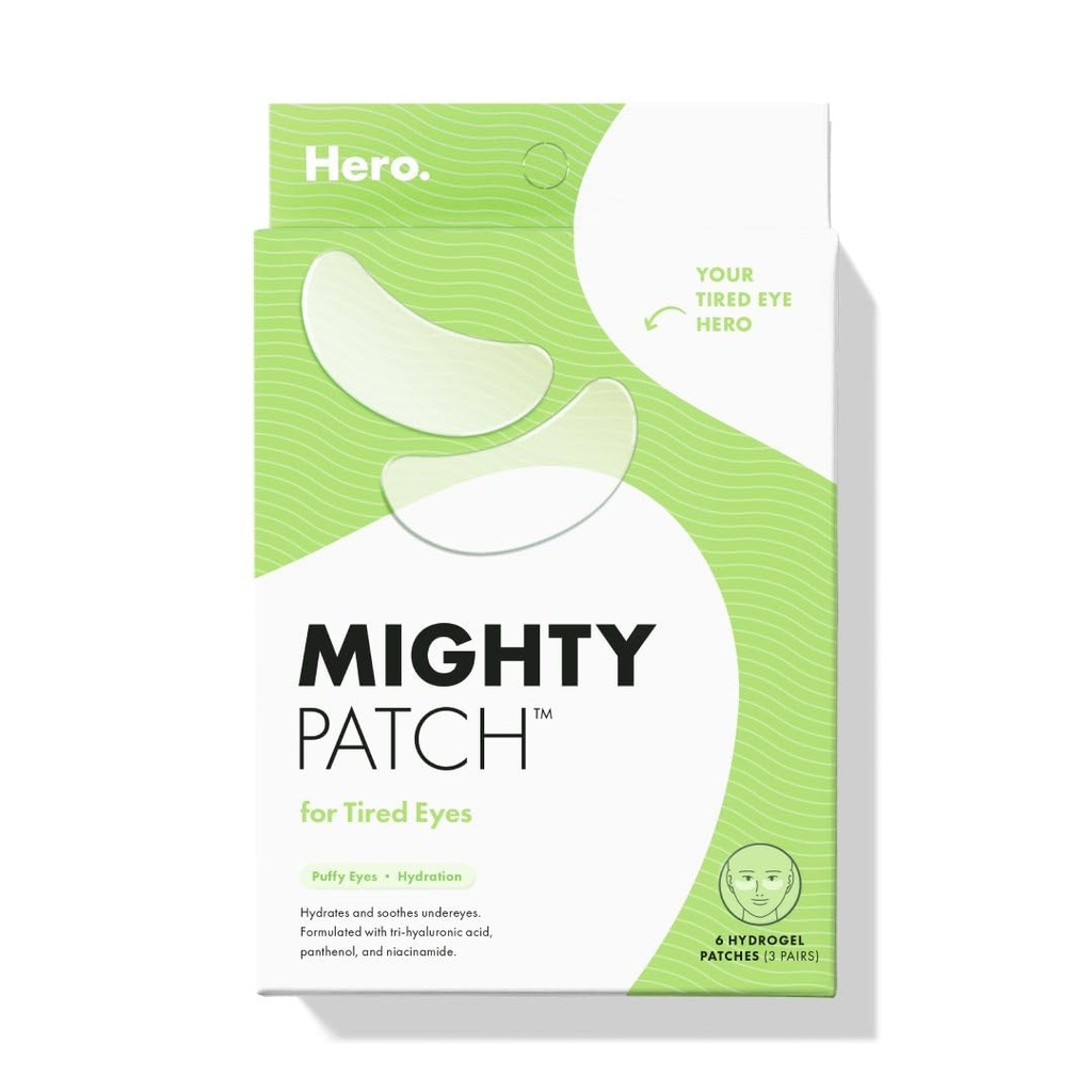 HERO COSMETICS Mægtige Patch ™ for trættende øjne Patches - Lindrende Hydrogel Patches - Awakens og synlige De- puffs Undereyes med flere applikationer (6 Greve)