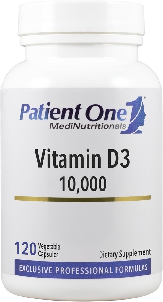 Patient 1 D3 vitamin 10. 000 IE 3. 000 IE 12. 4; supplement til understøtning af immunforsvar, hjerte - og bensundhed * 12. 4; stærkt absorberbare kolækalciferol Form 1. 4; 120 kapsler