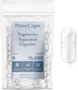 PureCaps USA- Tom vegetar Vegan Pill Kapsler Størrelse 0 - 124; 10.000 Separated Pills - 124; Clear - 124; Non- GMO Certificeret