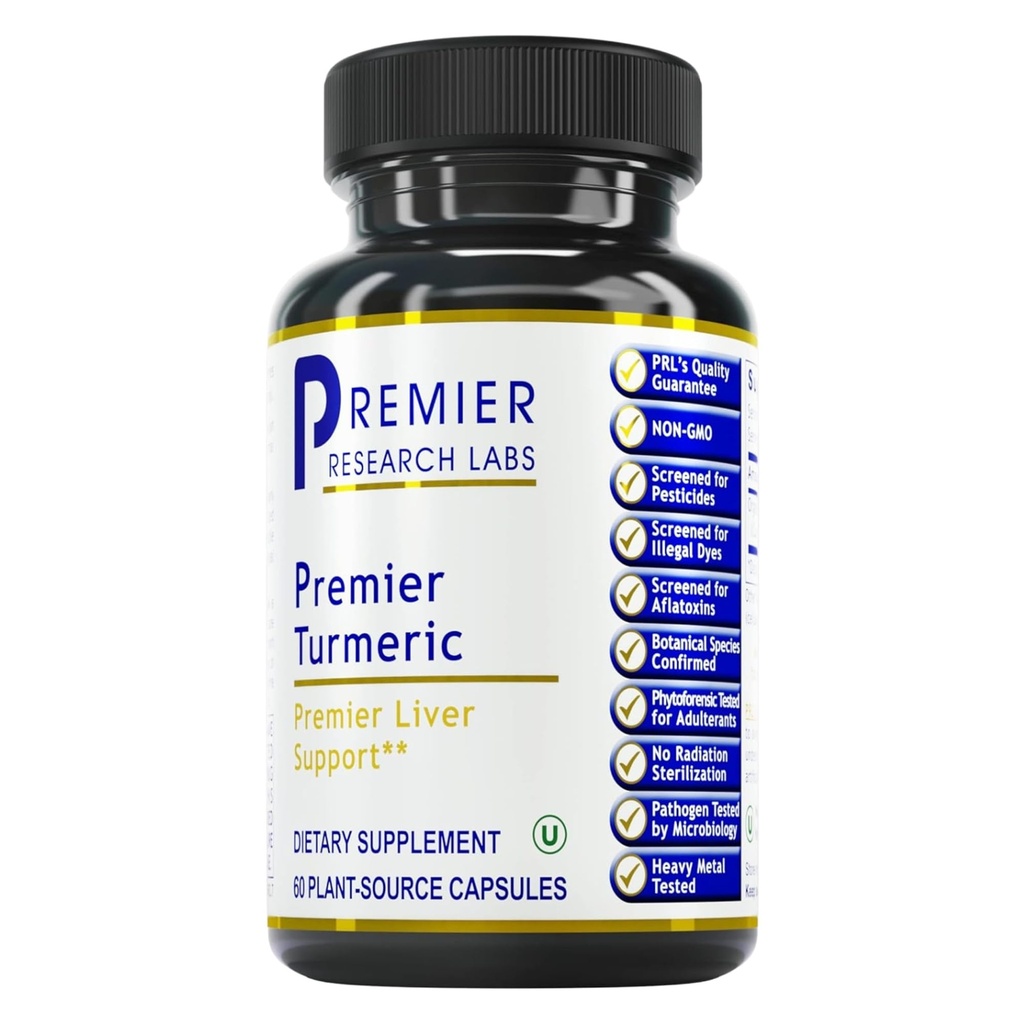Premier Research Labs Premier Gurkemeje kapsler - Gurkemeje supplement, leverstøtte, 500 mg Curcuma Per Capsule - 60 vegetariske kapsler