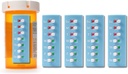 Tag Glide Peel og Stick Genbruges til 12 + Refills, Pill / Medicin / Vitamin / Pet Med Tracker & Reminder, Vedlæg til din flaske, Organizer-fri, Buet Back (Blå, 5 -Pack)