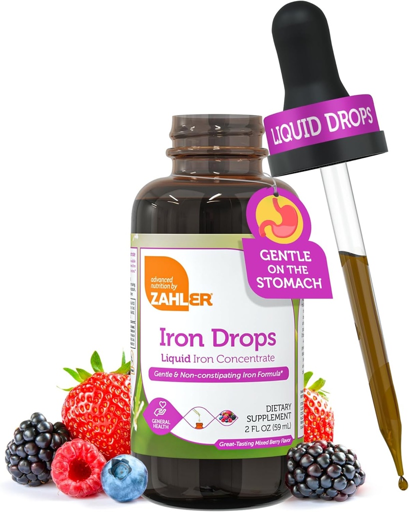Zahler Iron Drops, flydende koncentrat, Gentle og ikke-Forstoppende Iron Formel, 2 Fl OZ