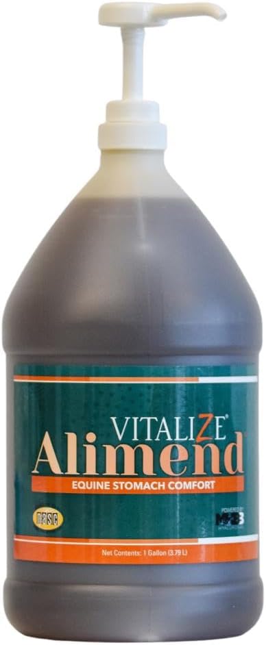 Vitalize Alimend - Horse Gastric & Equine Ulcer Support Solution, Probiotika & fordøjelsestilskud Alternativ, Hestevægt Gain Supplement, 128 Fluid Ounce (3785ml)