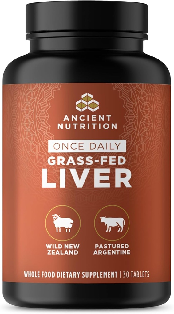 Ancient Nutrition Organ Kosttilskud, Når daglig Grass- Fed og Wild Organe Complex Kapsler, Oksekød & Lamb Lever, Understøtter sundt blod, Gut, og lever, 30 Ct