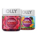 OLLY The Perfect Women 's Multi and Kid' s Multi + Probiotic Family Pack Gummies, 2 Greve, Chewable Supplement