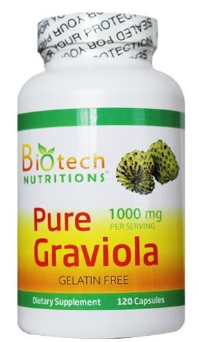 Pure Graviola Annona Muricata, 1000 mg Servering, 120 vegetabilske kapsler