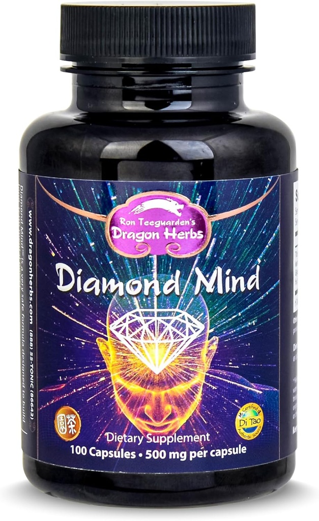 Dragon urter Plant baseret supplement til hukommelse & koncentration støtte, Vegansk adaptogen formel med Ginkgo, Schizandra & Eleuthero - Diamond Mind 100 kapsler