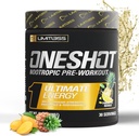 ONESHOT Pre Workout Pulver til mænd og kvinder - BCAAS Aminosyrer Supplement Pulver, 200mg Koffein, Beta alanine Pulver, Citrullin Malat Preworkout Powder - Ananas Mango - 30 Servere