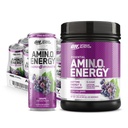 Optimum Nutrition Amino Energy Powder: Concord Grape (65 Servering) med Essential Amino Energy Plus Electrolyes Sparkling Drink: Grape (12 Cans) - Bundle Pack