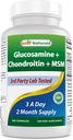 Bedste Naturals Glucosamine Chondroitin og MSM (non-GMO) - fremmer fælles sundhed - 180 Greve