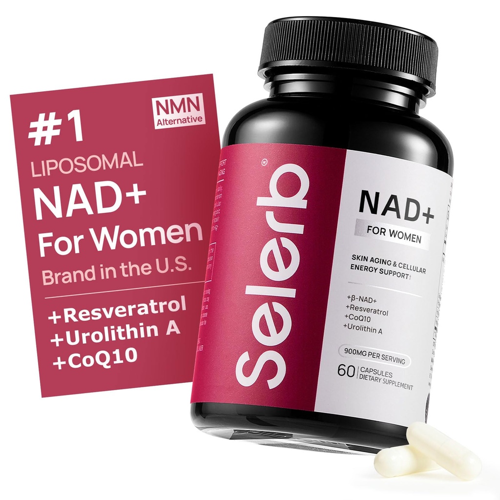 NAD + Tillæg for kvinder - NMN Alternativ med β- NAD +, Trans- Resveratrol, CoQ10, D- Ribose - fremmer cellulær fornyelse, energi, og radiant hud sundhed - 60 kapsler Advanced