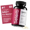 NAD + Tillæg for kvinder - NMN Alternativ med β- NAD +, Trans- Resveratrol, CoQ10, D- Ribose - fremmer cellulær fornyelse, energi, og radiant hud sundhed - 60 kapsler Advanced