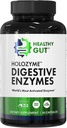 Sund Gut HoloZyme Max Strength Digestive Enzymes Name 124; Forhindrer Bloating, Gas, & Forstoppelse w / Protease, Amylase, Lipase, Lactase, og mere 124; 15 Serveringer (prøve flaske)
