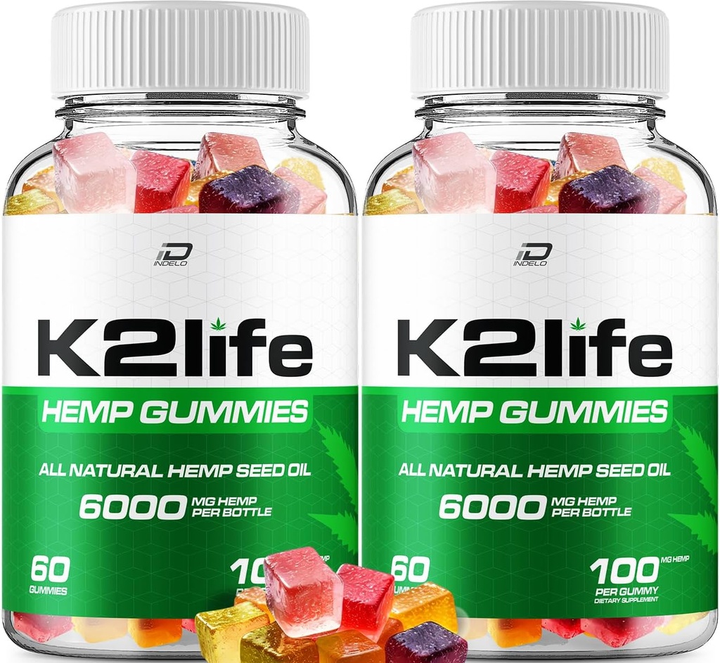 K2Life Hamp Gummies - med Hamp Seed Extract K2 Life Hamp Gummies Tinnitus Herbal Support, Sundhed og Wellness Support, All Natural K2Life Hamp Gummies Advanced Formel (2 Pack - 120 Gummies)