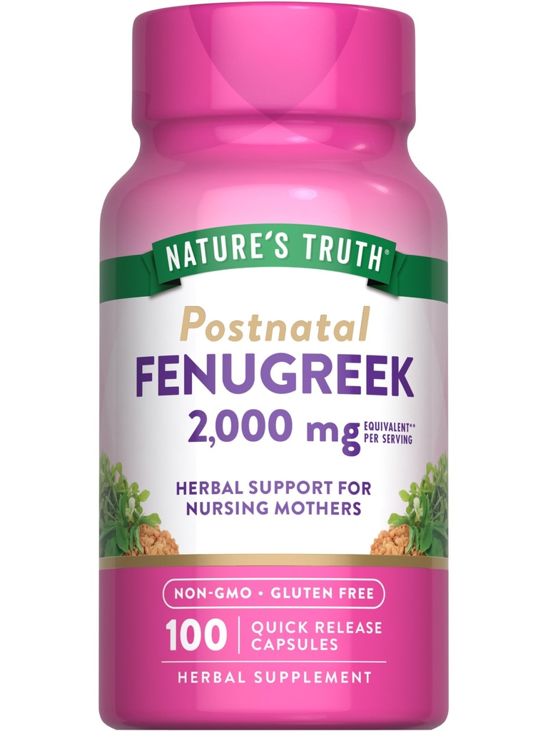 Nature's Truth Fenugreek Seed Capsules for Women | 100 Count | Non-GMO and Gluten Free Supplement