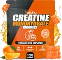 Creatine monohydrat gummier for mænd og kvinder, 4g Creatine monohydrat per servering for maksimal styrke, ydeevne, sukker fri, Vegan, Pre- workout supplement (120 Tæl) -Orange