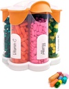 Ekstra Stor Pill Organizer Daglig, Ugentlig, Månedlig Supplement Flaske, Cute Blossom Pill Dispenser med 7 XL kompartmenter, Easy- Open Pill Box for Vitaminer, Medicin, Etiketter inkluderet (Orange)