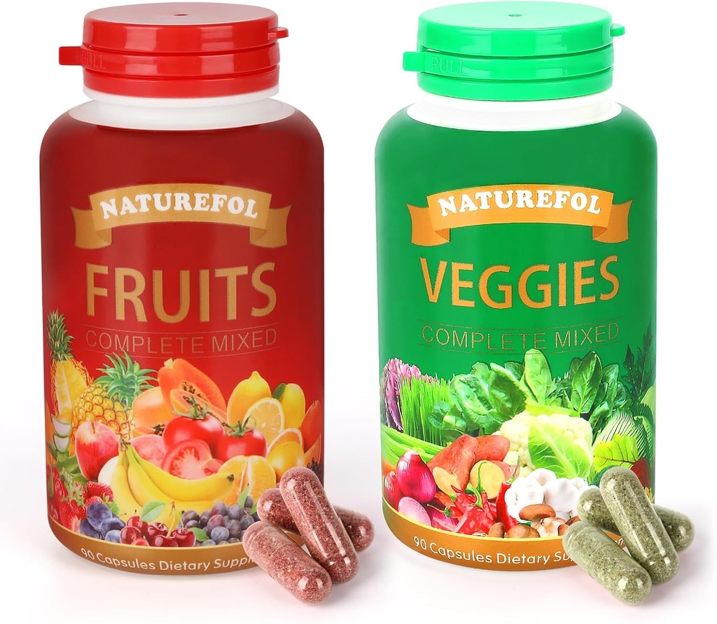 Frugt og grøntsager - Komplet ernæring supplement med Powerhouse Frugter og grøntsager til voksne og børn - 90 Frugtkapsler, 90 Vegetabilske kapsler