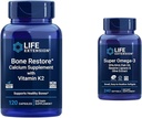 Life Extension Bone Gendan + Vitamin K2 Vitaminer & Mineraler Opretholde Bone Sundhed & Styrke & Super Omega-3 EPA / DHA Fish Oil, Sesame Lignans & Olive Extract