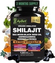 Shilajit til mænd og kvinder - Organic Himalayan Shilajit Kapsler med Sea Moss, Black Seed Oil, Ashwagandha, Rhodiola Rosea, Burdock, Cordyceps Mushroom, Ginseng, Gurmerisk, Ingefær, 120 Kapsler