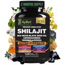 Shilajit til mænd og kvinder - Organic Himalayan Shilajit Kapsler med Sea Moss, Black Seed Oil, Ashwagandha, Rhodiola Rosea, Burdock, Cordyceps Mushroom, Ginseng, Gurmerisk, Ingefær, 120 Kapsler