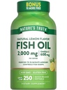 Nature 's Truth Fish Oil 2000 mg 1 124; 600 mg Omega 3 1 124; 250 Softgels 1 124; Natural Lemon Flavor 1 124; Non- GMO og Gluten Free Supplement