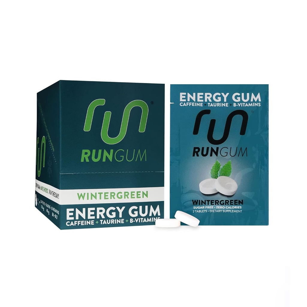 RUN GUM Wintergreen Box of Chewing Gum, 24 stk. (pakke med 12)