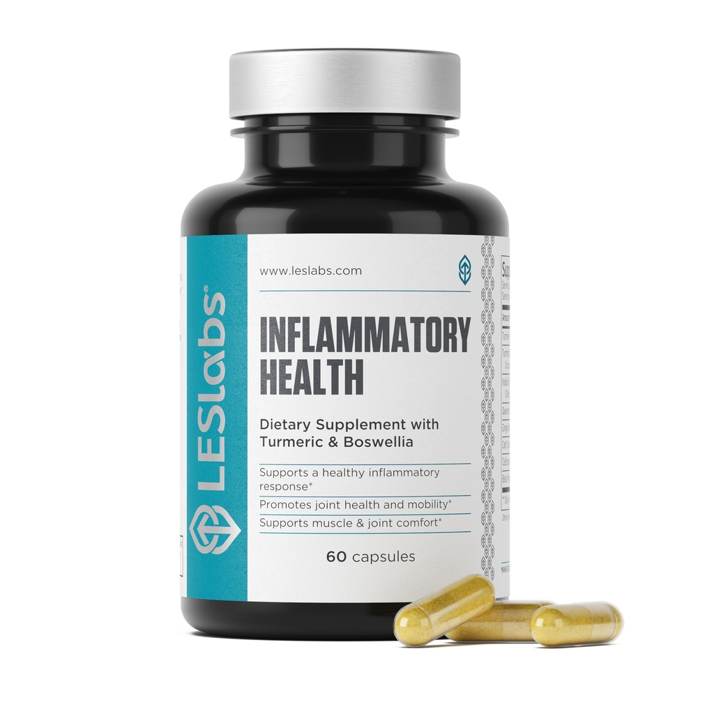 LES Labs Inflammatorisk sundhed - Fælles støtte, muskelfunktion & slaphed, Mobility- gurkemeje, Boswellia, Quercetin, Ginger & CoQ10 - Non- GMO supplement - 60 kapsler