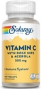 Solaray C w / Rose HIPS & Acerola Two- Stage, Tids- Release, Veg Cap (Btl- Plastic) 500mg