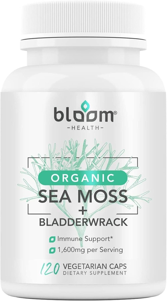 Sea Moss Supplement - Natural Irish Moss for immun Support - Non- GMO Seamoss Kapsler til Thyroid Health - Vegan Raw Seamoss Pills med naturligt pulver - 120 Vegetar Caps