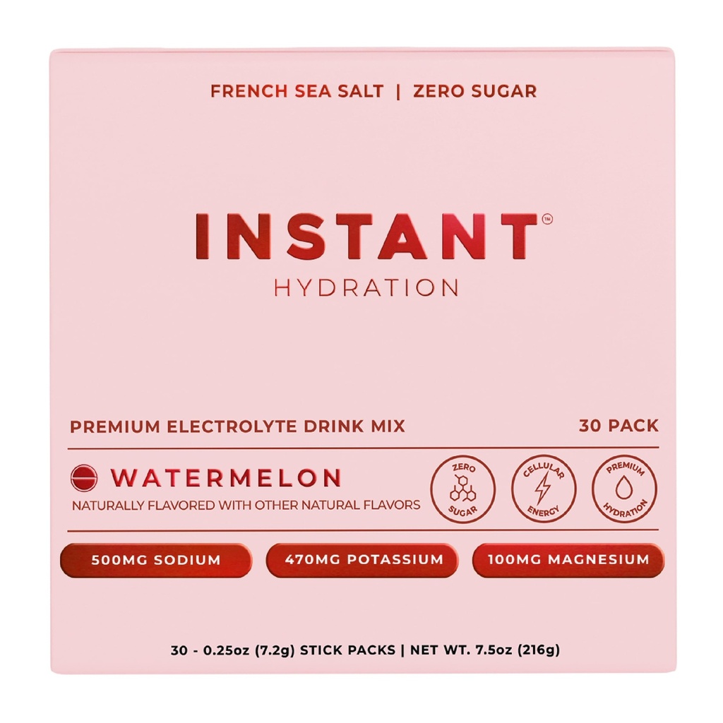 Instant Hydration Electrolytes Powder Packets - Watermelon Electrolyte Drink Mix - Zero Sugar - Keto, Vegan, Gluten-Free, Non-GMO - Boost Recovery, Brain Health, Muscle & Tissue Support- 30 Sticks