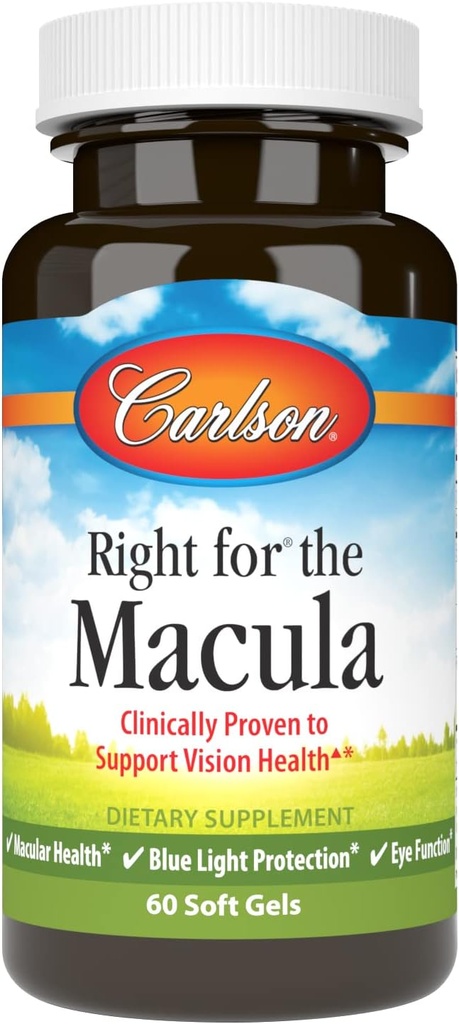 Carlson - Ret til Macula, Klinisk bevist til at støtte Vision Sundhed, Macular Sundhed, Blue Light Protection & Eye-funktion, 60 Softgels