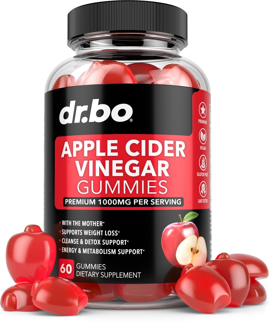 ACV Apple Cider Vincious Gummies - Natural Support for Advanced Weight Loss, Detox, Cleansing, fordøjelse Plus Gut Health - ACV Gumies Kosttilskud med 1000MG Apple Cider Vincious Gummy med moderen
