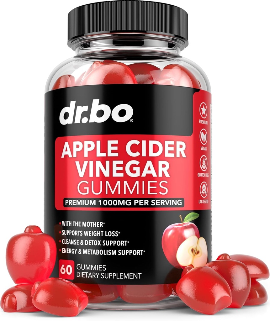 ACV Apple Cider Vincious Gummies - Natural Support for Advanced Weight Loss, Detox, Cleansing, fordøjelse Plus Gut Health - ACV Gumies Kosttilskud med 1000MG Apple Cider Vincious Gummy med moderen