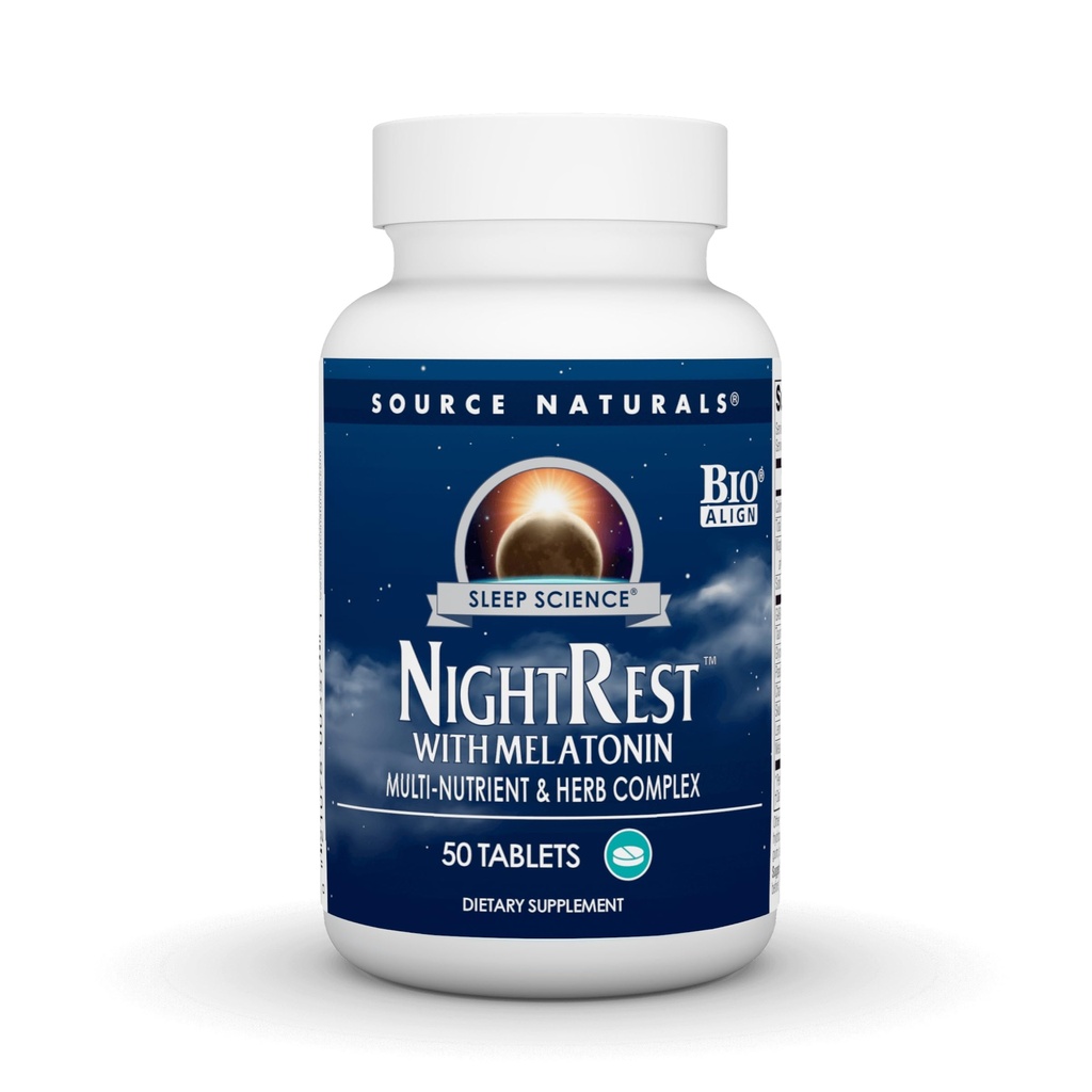 Source Naturals Sleep Science NightRest med Melatonin, Multi- Nutrient & Herb Complex * - 50 tabletter