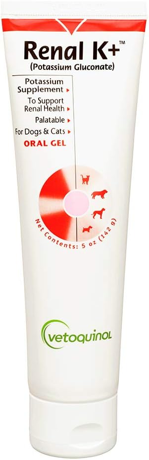 Vetoquinol Renal K+ (Potassium Gluconate) Potassium Supplement Gel for Dogs and Cats, 5oz