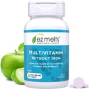 EZ smelter opløselige multivitamin uden jern, 18 vitaminer og mineraler herunder vitamin A, biotin, vitamin B12, C-vitamin, vitamin D3, zink og mere, sukkerfri, 1-måned Supply - 1 pakke