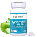 EZ smelter opløselige multivitamin uden jern, 18 vitaminer og mineraler herunder vitamin A, biotin, vitamin B12, C-vitamin, vitamin D3, zink og mere, sukkerfri, 1-måned Supply - 1 pakke