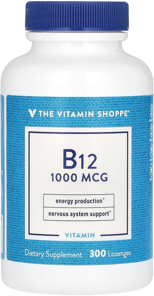 Den Vitamin Shoppe Vitamin B12 1.000mcg - Understøtter energiproduktion, Når dagligt Kosttilskud - Vitamin B-12 (som Cyanocobalamin), Gluten & Dairy Free (300 Lozenges)