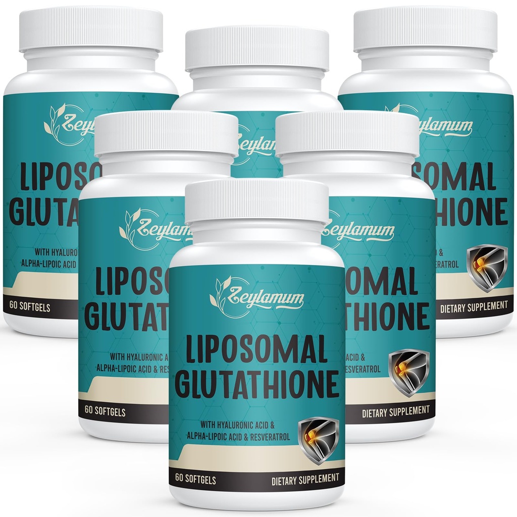 2400 MG Liposomal Glutathione Softels, Max Absorption, Active Form L- Glutathione Reduceret (GSH), with Hyaluronic Acid, Resveratrol, Master Antioxidants for Detox, Brain, Immunsystem, 360 Softells