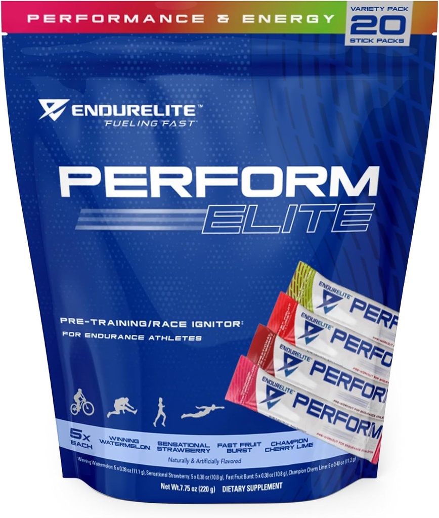 EndurElite udfører Elit- Pre Workout Powder Supplement- Pre-Workout for Endurance Atleter - 20 Servering Bag- Variety Pack