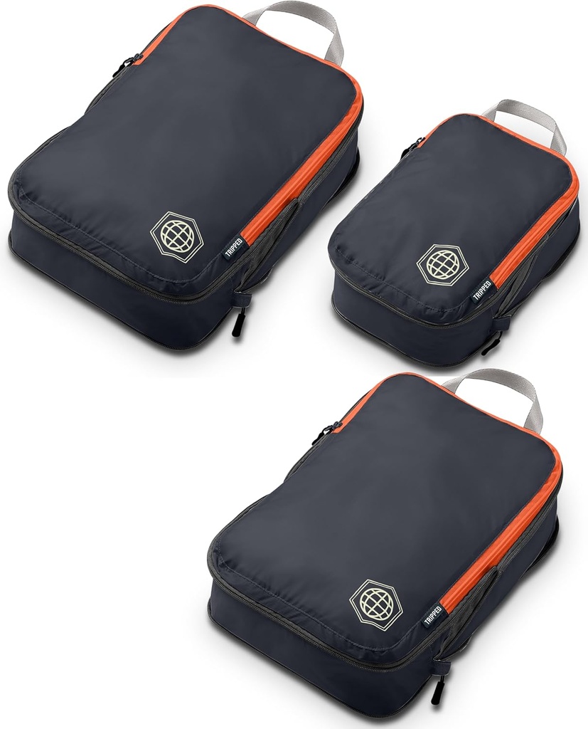 Compression Packing Cubes Set for Travel - Lightweight, Durable Clothes Organizer for Carry-On Luggage and Suitcases by TRIPPED Travel Gear