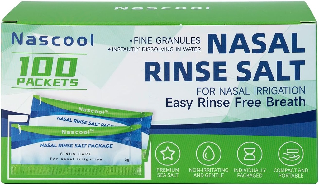 Saline Packets, Premixed Salt Packets til Næse Wash Refill (100 Counts)