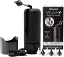 Wush Pro af sort Wolf- Deluxe vand drevet Ear Cleaner-Safe & Effektive- Electric Triple Jet Stream 3 Trykindstillinger for Ear Wax Byg - Ear Wax Fjernelse Kit- Vand resistent USB Genopladelig