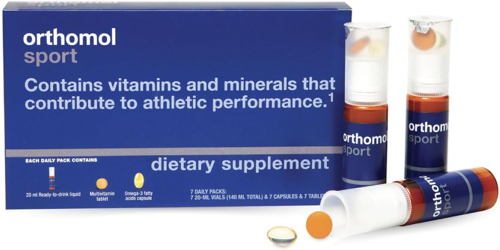 Orthomol Sport, 7- Day Supply, Premium Sports Nutrition Supplement med Vitaminer A, B, C, D, E, Zink, Jod, Coenzym Q10, L- Carnitin, Omega-3, og essentielle mineraler for optimal ydeevne